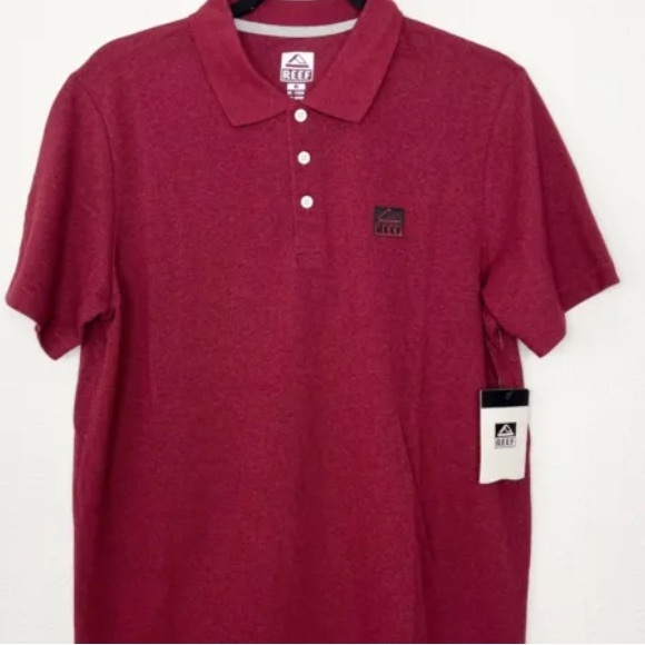 NWT Reef Walsh Pique Polo Solid Marble Red Size M Men’s - Picture 1 of 10